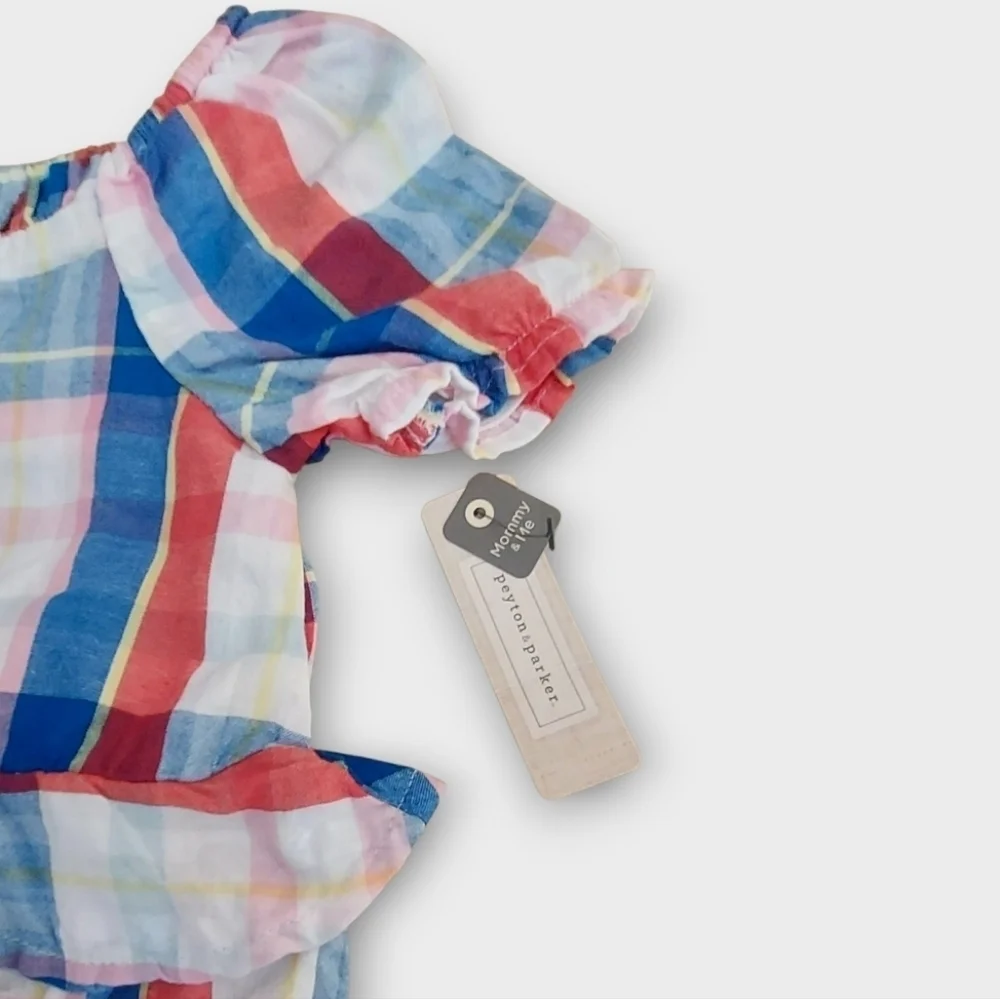 NWT Mommy & Me Plaid Baby Romper ~sz 12 Months